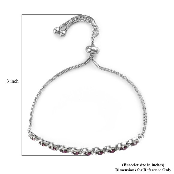 Amethyst Bolo Crystal Bracelet in Platinum Bond and Stainless Steel - Picture 4 of 4